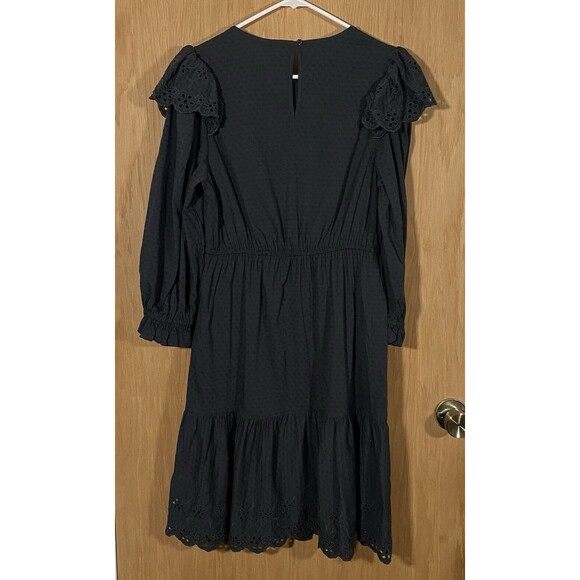 Universal Threads Black Dress Eyelet Ruffles Tiered Peasant Prairie Boho Sz Med - Picture 2 of 8